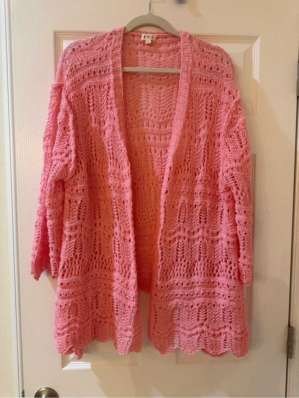Anthropologie POL Pink Crochet Open Cardigan